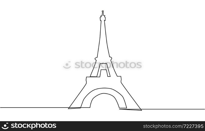 continuous line drawing of the Eiffel Tower in Paris attractions illustration. continuous line drawing of the Eiffel Tower in Paris attractions illustration.