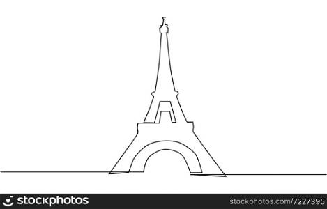 continuous line drawing of the Eiffel Tower in Paris attractions illustration. continuous line drawing of the Eiffel Tower in Paris attractions illustration.