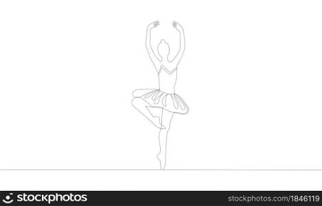 continuous line drawing of woman ballet dancer. Self drawing of continuous line drawing of woman ballet dancer.