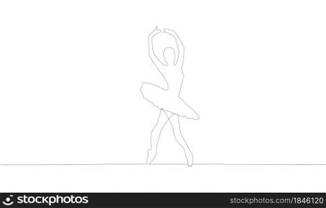 continuous line drawing of woman ballet dancer. Self drawing of continuous line drawing of woman ballet dancer.