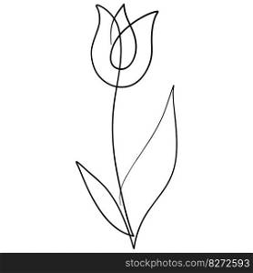 Continuous line drawing. Vector illustration in a minimalist style. Linear drawing of a flower, black outline on a white background.