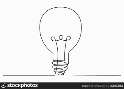 Continuous one line art drawing of idea (light bulb). Concept of idea emergence. Vector illustration.