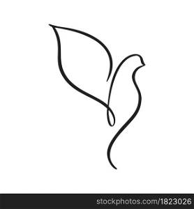 Continuous one line drawing dove bird. Flying pigeon logo. Black and white vector illustration. Concept for icon, card, banner, poster, flyer.. Continuous one line drawing dove bird. Flying pigeon logo. Black and white vector illustration. Concept for icon, card, banner, poster, flyer
