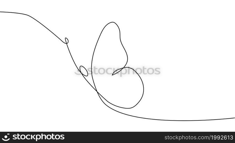 Continuous one line drawing. Flying butterfly logo. Black and white illustration. Concept logo, card, banner, poster. Continuous one line drawing. Flying butterfly logo. Black and white illustration. Concept for logo, card, banner