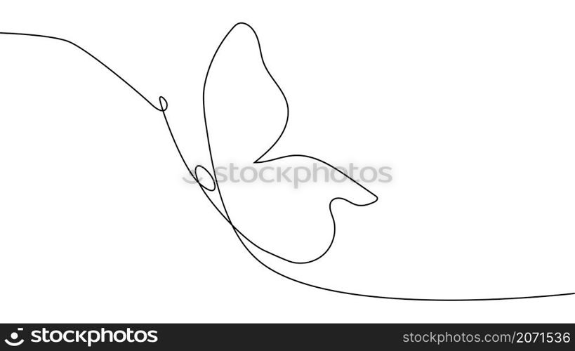 Continuous one line drawing. Flying butterfly logo. Black and white illustration. Concept logo, card, banner, poster. Continuous one line drawing. Flying butterfly logo. Black and white illustration. Concept for logo, card, banner