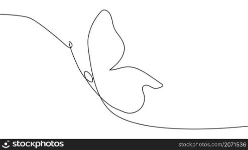 Continuous one line drawing. Flying butterfly logo. Black and white illustration. Concept logo, card, banner, poster. Continuous one line drawing. Flying butterfly logo. Black and white illustration. Concept for logo, card, banner
