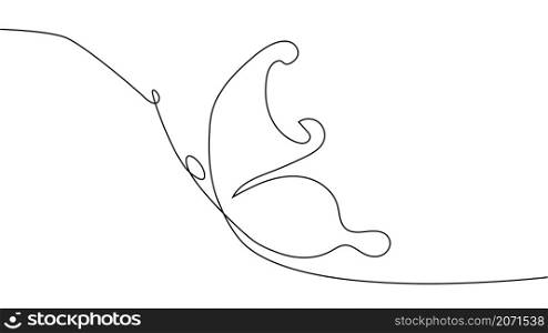 Continuous one line drawing. Flying butterfly logo. Black and white illustration. Concept logo, card, banner, poster. Continuous one line drawing. Flying butterfly logo. Black and white illustration. Concept for logo, card, banner