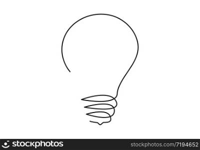 Continuous one line drawing of bulb light vector illustration