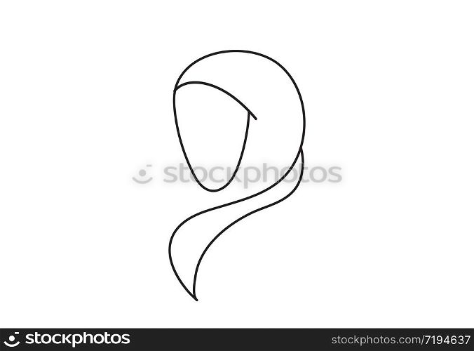 Continuous one line drawing of hijab fashion girl