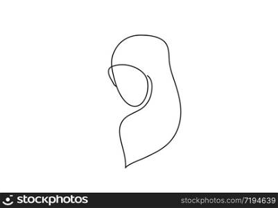 Continuous one line drawing of hijab fashion girl