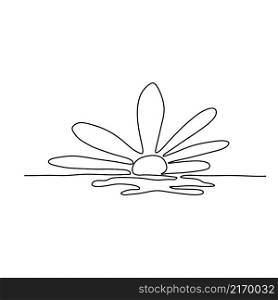 Continuous one line drawing. Sunset on the sea. Vector illustration.. Continuous one line drawing. Sunset on the sea.