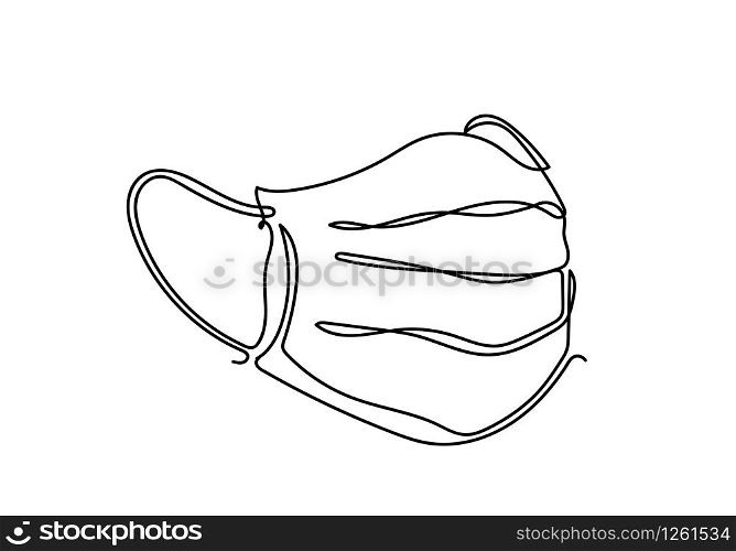 Continuous one line illustratione of Safety breathing Industrial safety N95 or covid-19 and corona virus masks.