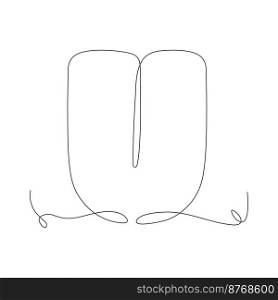 Continuous one line tongue drawing. Hand drawn outline tongue. Vector illustration isolated on white.. Continuous one line tongue drawing.