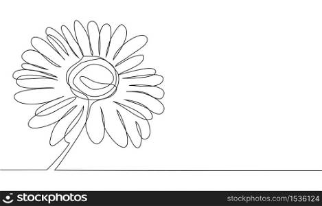 continuous single drawn one line chamomile flower hand-drawn picture silhouette. Line art.. continuous single drawn one line chamomile flower hand-drawn picture silhouette. Line art. doodle