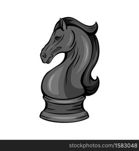 Contour cartoon knight chess horse isolated on white background. Proud mustang mascot. Symbol of smart play. Outline colorful object for logos, icons, print, sticker and your design.. Contour cartoon knight chess horse isolated on white background. Proud mustang mascot. Symbol of smart play. Outline colorful object