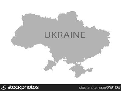Contour conditional map of Ukraine and the inscription of the name of the country. Scalable vector illustration.