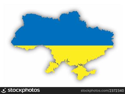 Contour conditional map of Ukraine in the colors of the national flag. Scalable vector illustration.