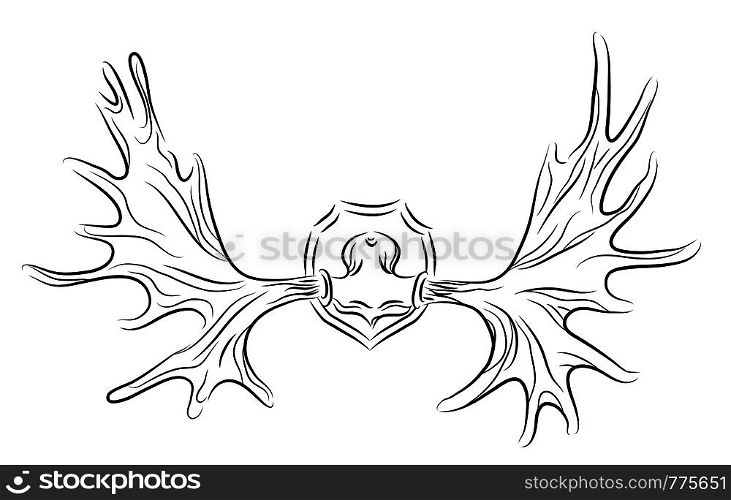 Contour illustration of moose antlers. Vector element for your design. Contour illustration of moose antlers.