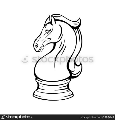 Contour knight chess horse. Proud mustang mascot. Symbol of smart play. Contour object for logos, icons and your design.. Contour knight chess horse. Proud mustang mascot. Symbol of smart play. Contour object