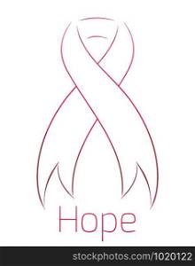 Contour of pink ribbon breast cancer awareness