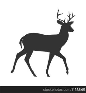 Contour silhouette of a deer. Isolated on a white background. Flat design for postcards, scrapbooking and decoration.