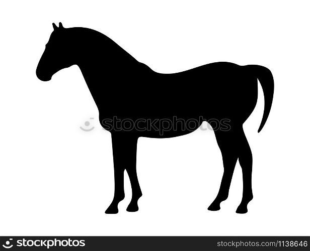 Contour silhouette of a horse. Isolated on a white background. Flat design for postcards, scrapbooking and decoration.