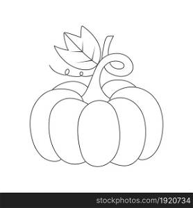 Contoured pumpkin silhouette for scrapbooking, coloring or creative design. Flat style.