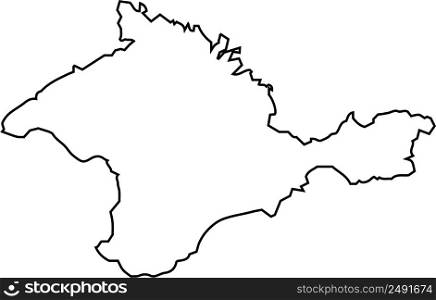 Contours map Crimean peninsula, borders Republic Crimea