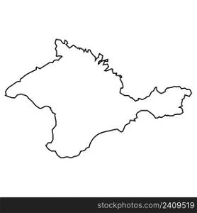 Contours map Crimean peninsula, borders Republic of Crimea