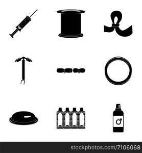Contraception day icon set. Simple set of 9 contraception day vector icons for web design on white background. Contraception day icon set, simple style
