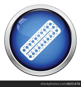 Contraceptive pil pack icon. Glossy button design. Vector illustration.