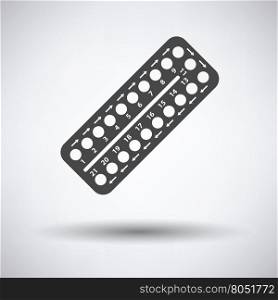 Contraceptive pill pack icon on gray background with round shadow. Vector illustration.
