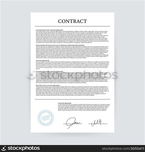 Contract agreement paper blank with seal. Vector illustration.. Contract agreement paper blank with seal. Vector illustration