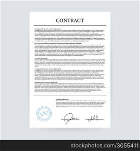 Contract agreement paper blank with seal. Vector illustration.. Contract agreement paper blank with seal. Vector illustration
