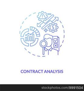 Contract analysis concept icon. Contract lifecycle steps. Review pricing and payment conditions between sides idea thin line illustration. Vector isolated outline RGB color drawing. Contract analysis concept icon