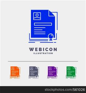 Contract, badge, Business, agreement, certificate 5 Color Glyph Web Icon Template isolated on white. Vector illustration. Vector EPS10 Abstract Template background