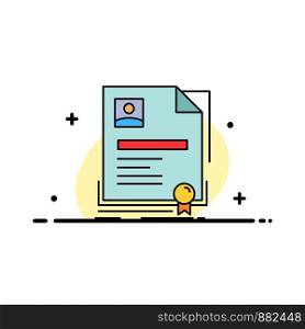 Contract, badge, Business, agreement, certificate Flat Color Icon Vector