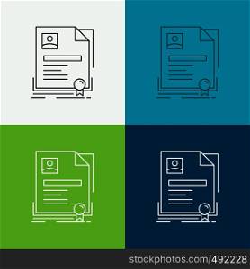Contract, badge, Business, agreement, certificate Icon Over Various Background. Line style design, designed for web and app. Eps 10 vector illustration. Vector EPS10 Abstract Template background