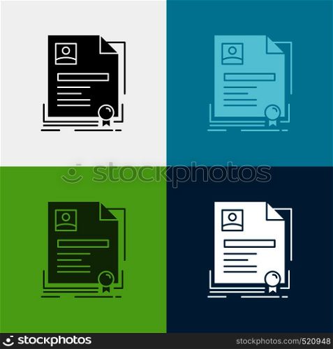 Contract, badge, Business, agreement, certificate Icon Over Various Background. glyph style design, designed for web and app. Eps 10 vector illustration. Vector EPS10 Abstract Template background