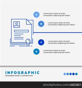 Contract, badge, Business, agreement, certificate Infographics Template for Website and Presentation. Line Blue icon infographic style vector illustration. Vector EPS10 Abstract Template background