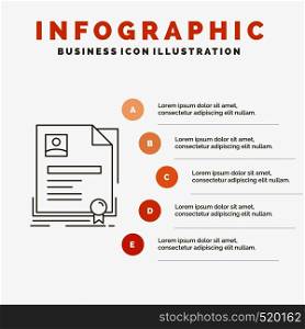 Contract, badge, Business, agreement, certificate Infographics Template for Website and Presentation. Line Gray icon with Orange infographic style vector illustration. Vector EPS10 Abstract Template background