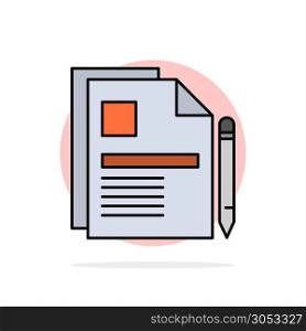 Contract, Business, Document, Legal Document, Sign Contract Abstract Circle Background Flat color Icon