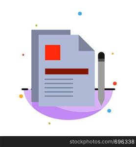 Contract, Business, Document, Legal Document, Sign Contract Abstract Flat Color Icon Template