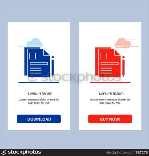 Contract, Business, Document, Legal Document, Sign Contract Blue and Red Download and Buy Now web Widget Card Template