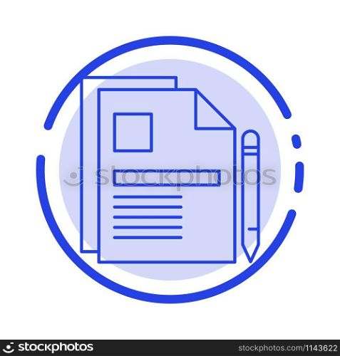 Contract, Business, Document, Legal Document, Sign Contract Blue Dotted Line Line Icon