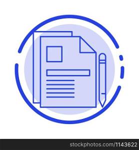 Contract, Business, Document, Legal Document, Sign Contract Blue Dotted Line Line Icon