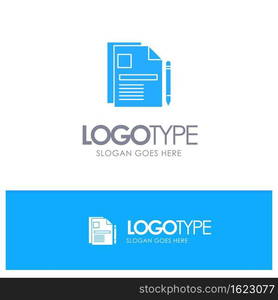 Contract, Business, Document, Legal Document, Sign Contract Blue Solid Logo with place for tagline