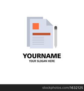 Contract, Business, Document, Legal Document, Sign Contract Business Logo Template. Flat Color