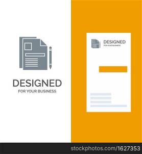 Contract, Business, Document, Legal Document, Sign Contract Grey Logo Design and Business Card Template