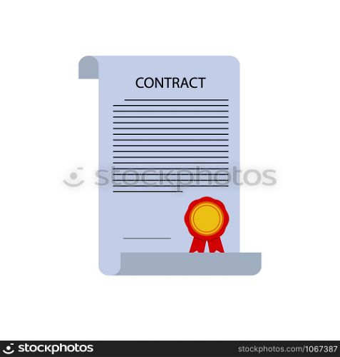 contract business paper with print in flat style, vector. contract business paper with print in flat style